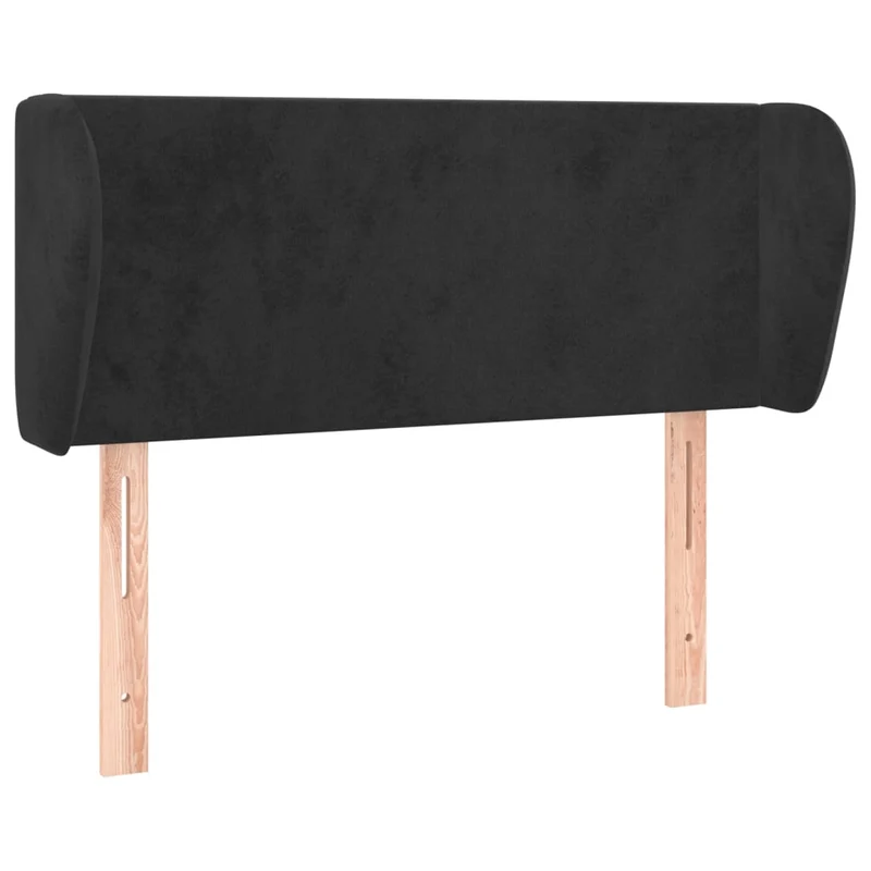 Tête de lit accessoire couchage chambre à coucher meuble avec rebord latéral 93 x 23 x 78/88 cm Tissu velours noir TDL0204372