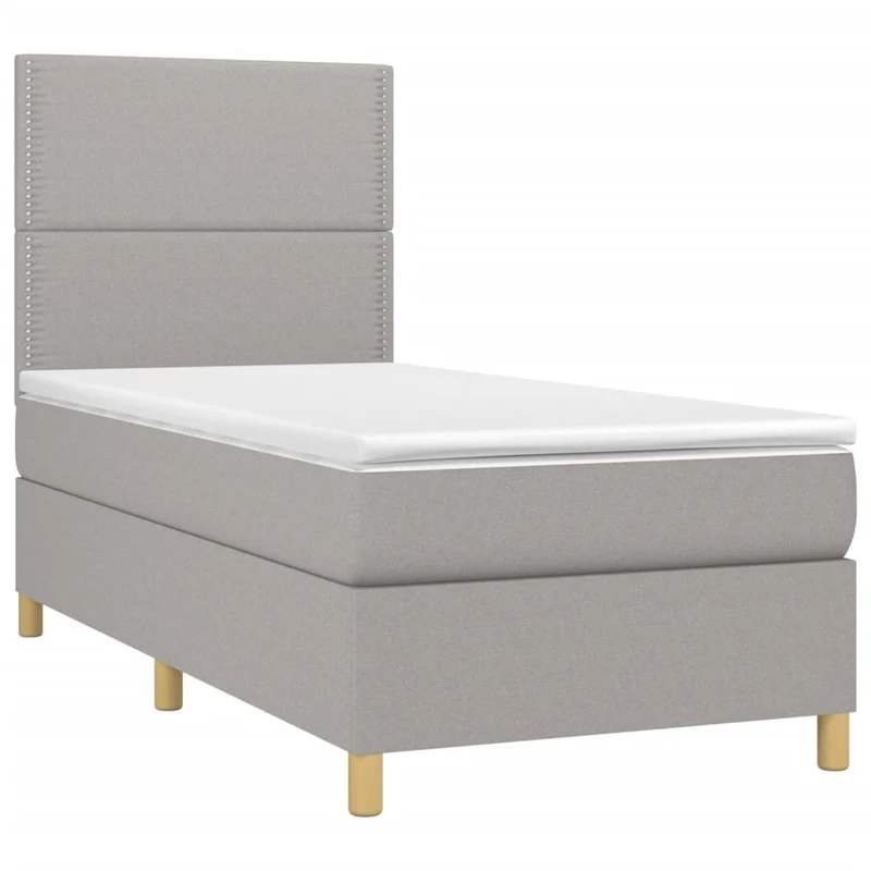 Cadre de lit LED avec sommier tête de lit matelas surmatelas 100x200 cm tissu gris clair TDL0207953