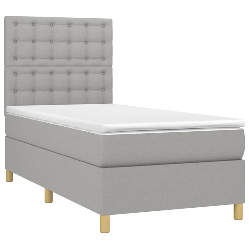 Cadre de lit LED avec sommier tête de lit matelas surmatelas 100x200 cm tissu gris clair TDL0207948