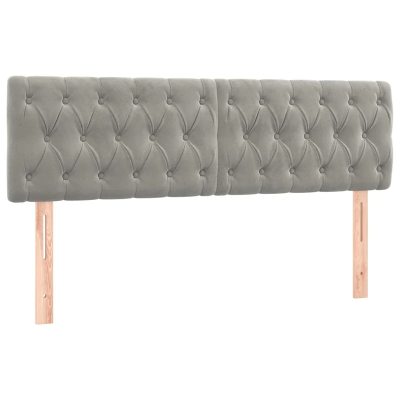Tête de lit accessoire couchage chambre à coucher meuble capitonné en 2 parties 72 x 7 x 78/88 cm tissu velours gris clair TDL0206422