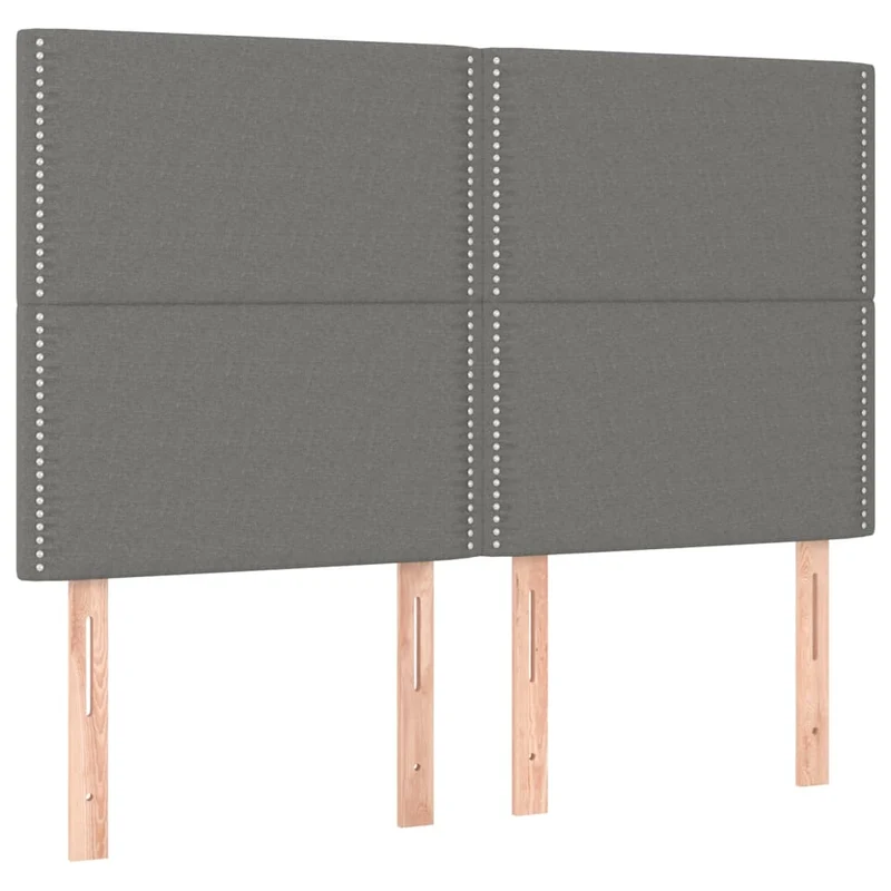 Tête de lit accessoire couchage chambre à coucher meuble en 4 parties 72 x 5 x 78/88 cm tissu gris foncé TDL0206012