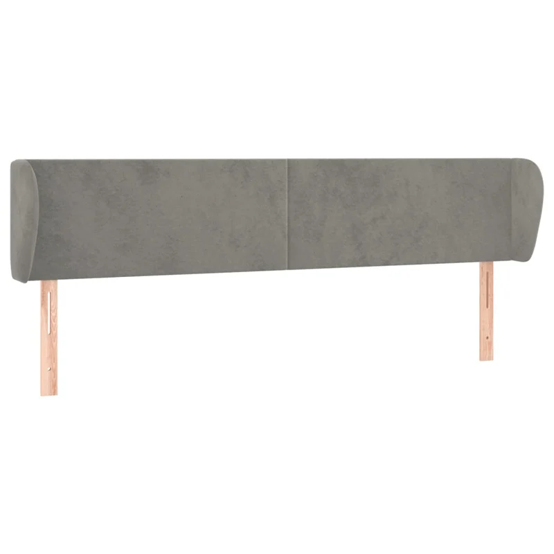 Tête de lit accessoire couchage chambre à coucher meuble avec rebord latéral 183 x 23 x 78/88 cm tissu velours gris clair TDL0205198