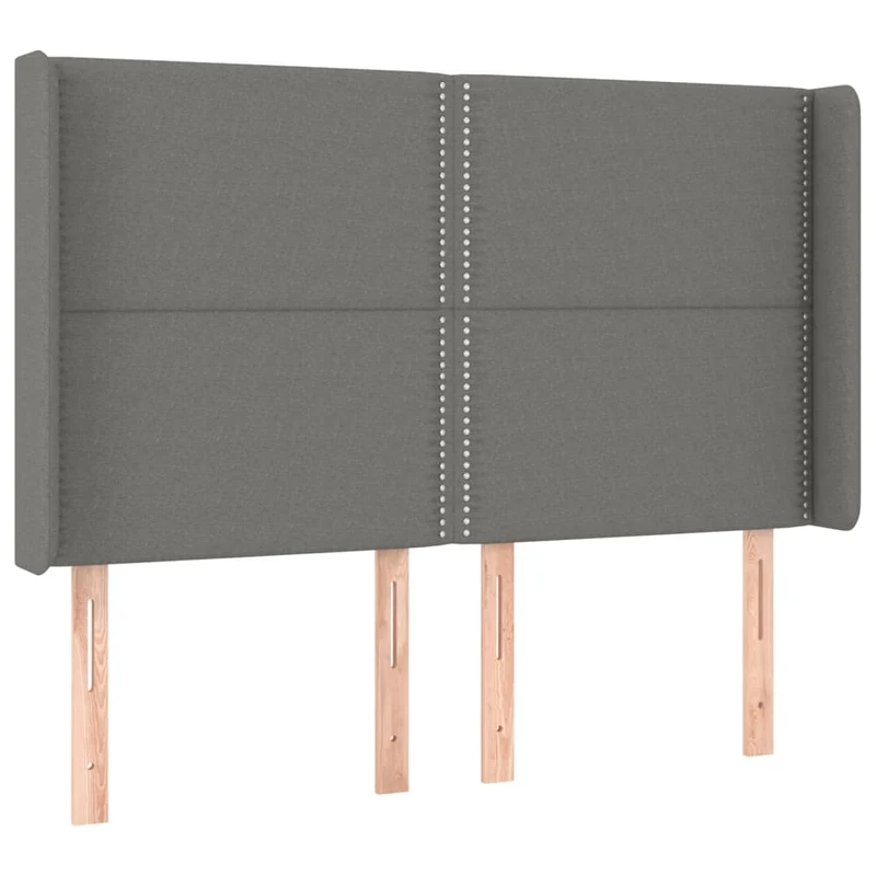 Tête de lit accessoire couchage chambre à coucher meuble avec rebord latéral 147 x 16 x 118/128 cm tissu gris foncé TDL0205025