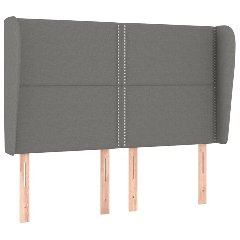 Tête de lit accessoire couchage chambre à coucher meuble avec rebord latéral 147 x 23 x 118/128 cm tissu gris foncé TDL0205004