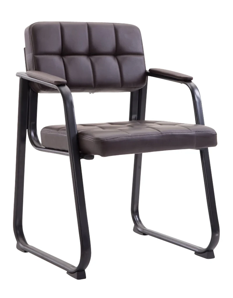 Chaise visiteur fauteuil de bureau sans roulette synthétique marron BUR10223