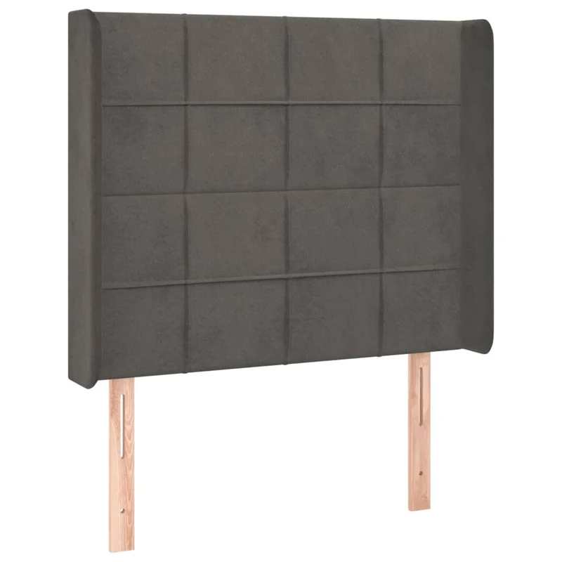 Tête de lit accessoire couchage chambre à coucher meuble avec rebord latéral 83 x 16 x 118/128 cm tissu velours gris foncé TDL0204907