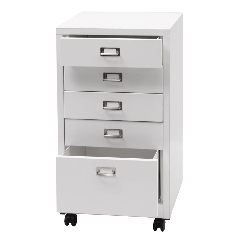 Armoire de bureau caisson à tiroirs en acier laminé à froid blanc 75 x 40 x 41 cm 5 tiroirs 04_0008269