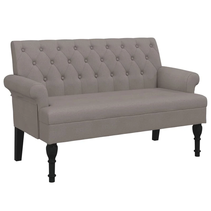 Banquette banc avec dossier capitonné et accoudoirs 120 x 62 x 75,5 cm tissu taupe DEC024660