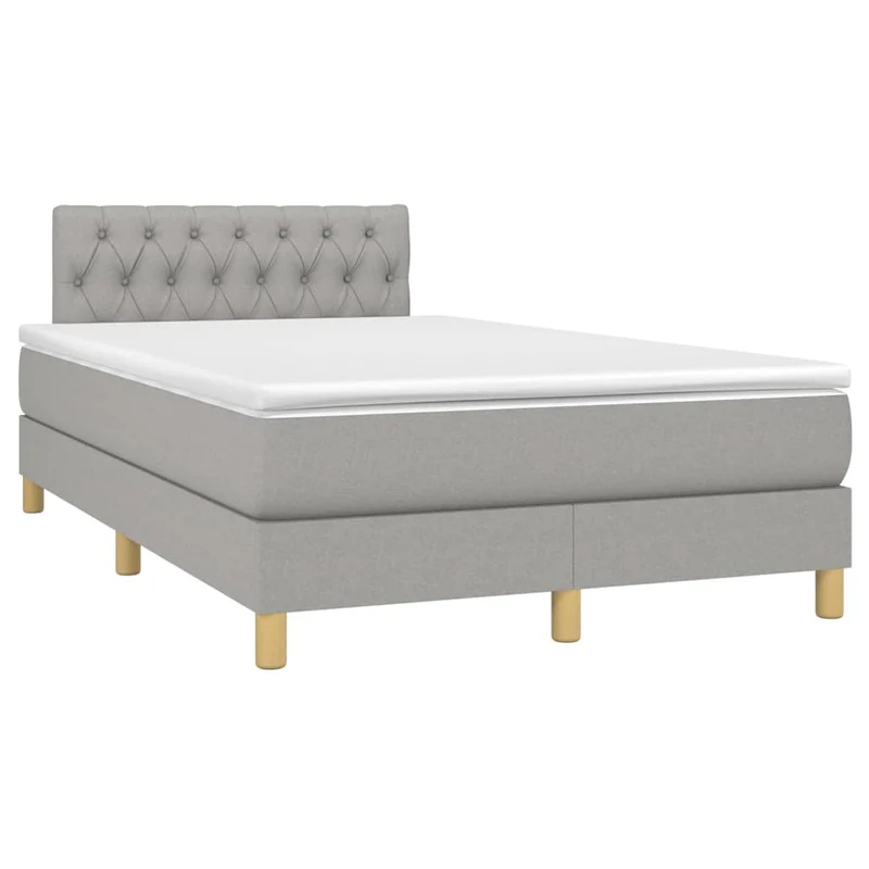 Cadre de lit LED avec sommier tête de lit matelas surmatelas 120x200 cm tissu gris clair TDL0207883