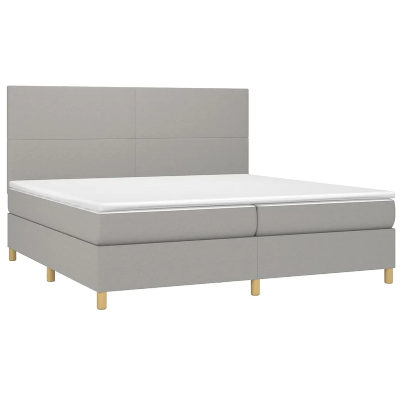 Cadre de lit LED avec sommier tête de lit matelas surmatelas 200x200 cm tissu gris clair TDL0207791