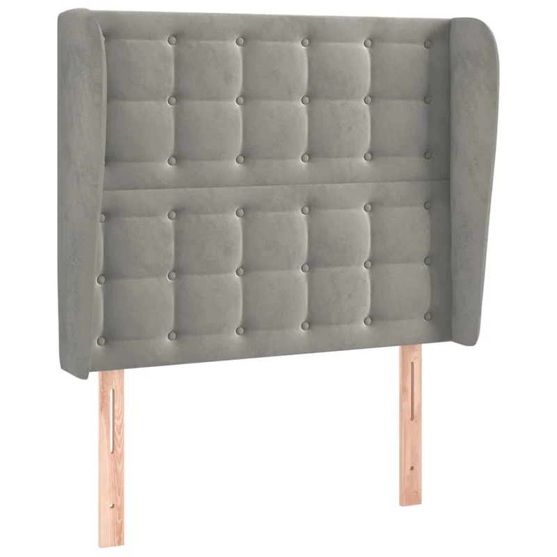 Tête de lit accessoire couchage chambre à coucher meuble capitonné avec rebord latéral 83 x 23 x 118/128 cm tissu velours gris clair TDL0205124