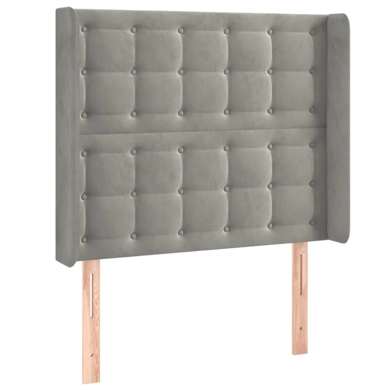 Tête de lit accessoire couchage chambre à coucher meuble à LED 83 x 16 x 118/128 cm tissu velours gris clair TDL0201256