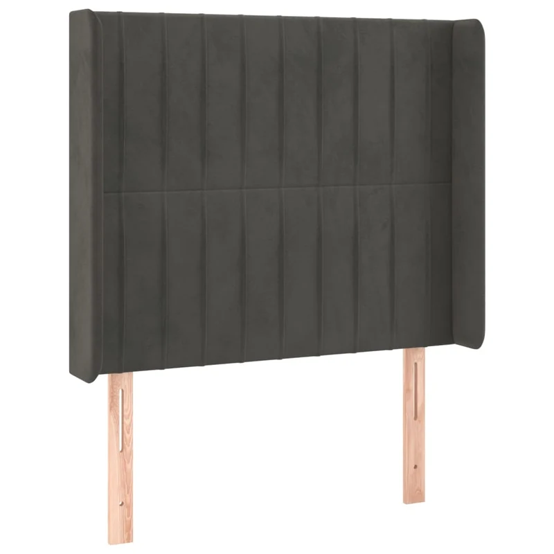 Tête de lit accessoire couchage chambre à coucher meuble avec rebord latéral 103 x 16 x 118/128 cm tissu velours gris foncé TDL0205067