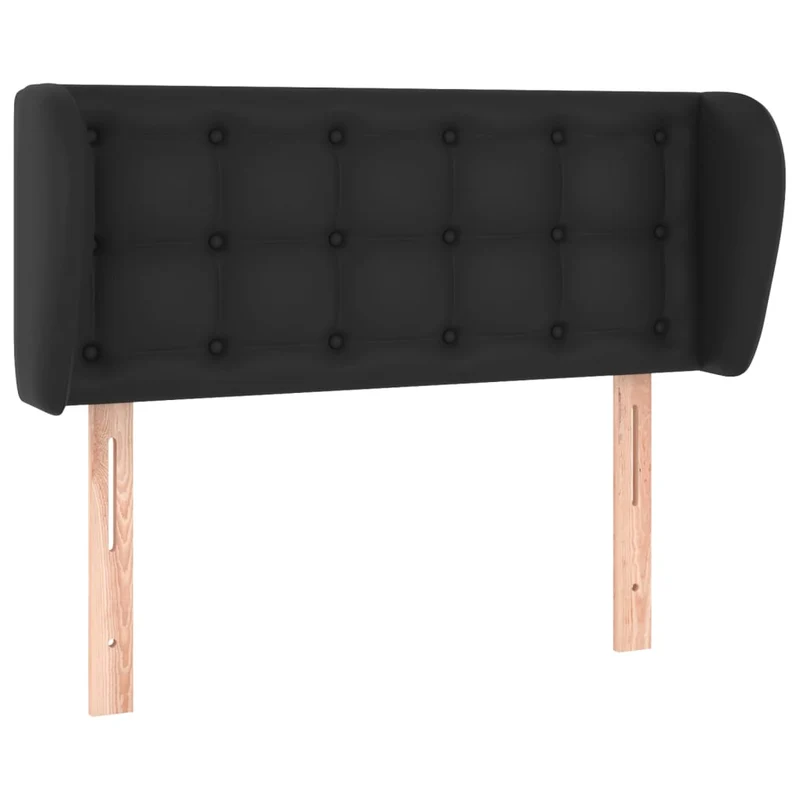 Tête de lit accessoire couchage chambre à coucher meuble capitonné avec rebord latéral 93 x 23 x 78/88 cm synthétique noir TDL0204388