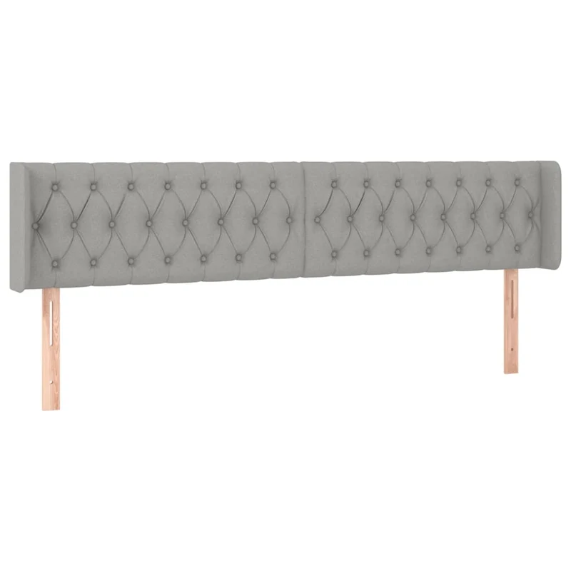 Tête de lit accessoire couchage chambre à coucher meuble capitonné avec rebord latéral 183 x 16 x 78/88 cm tissu gris clair TDL0205207