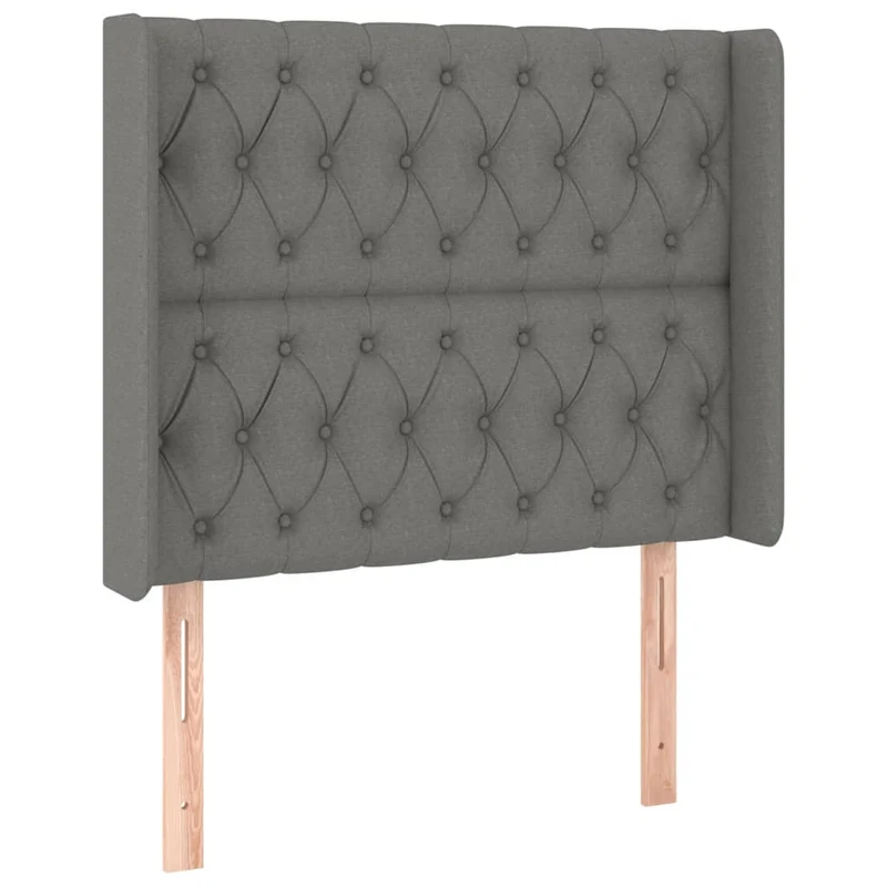 Tête de lit accessoire couchage chambre à coucher meuble capitonné avec rebord latéral 103 x 16 x 118/128 cm tissu gris foncé TDL0205075