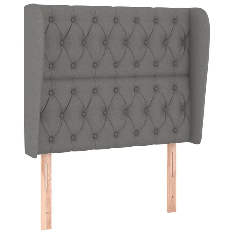Tête de lit accessoire couchage chambre à coucher meuble capitonné avec rebord latéral 103 x 23 x 118/128 cm tissu gris foncé TDL0205047