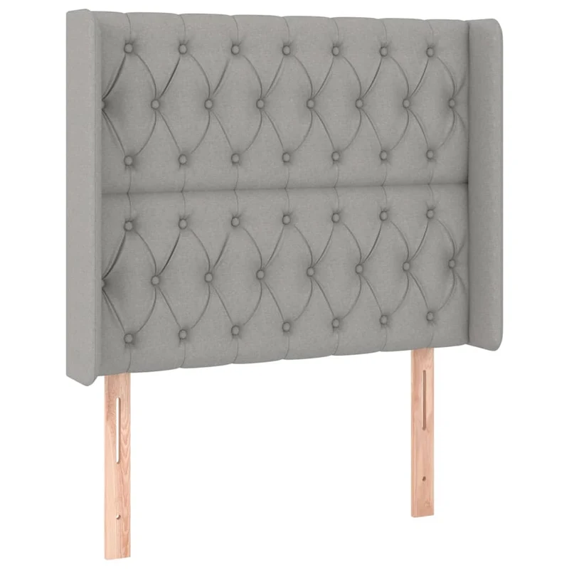 Tête de lit accessoire couchage chambre à coucher meuble capitonné avec rebord latéral 93 x 16 x 118/128 cm tissu gris clair TDL0205107