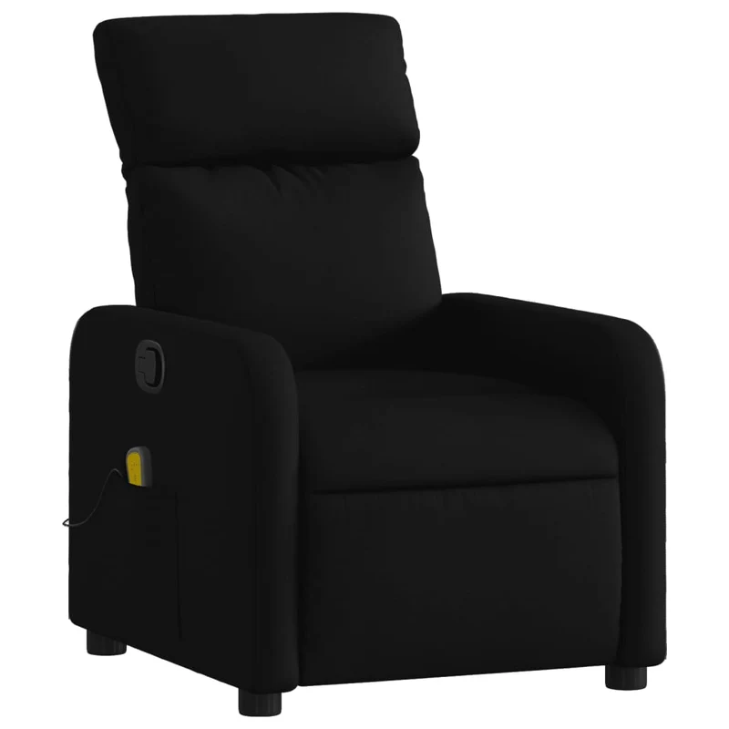 Fauteuil de relaxation TV fonction massage inclinable 6 points de massage en tissu noir DEC027071