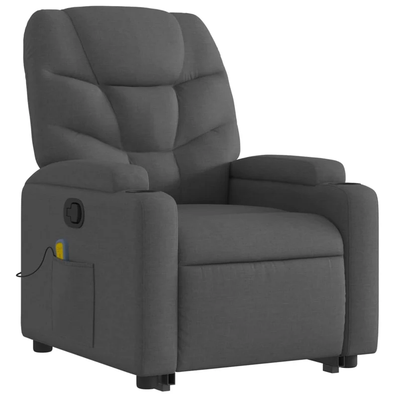 Fauteuil de relaxation TV fonction massage inclinable 6 points de massage en tissu gris foncé DEC026960