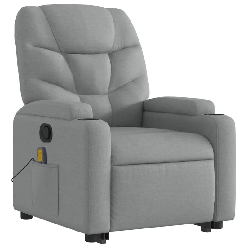 Fauteuil de relaxation TV fonction massage inclinable levage électrique en tissu gris clair DEC026919
