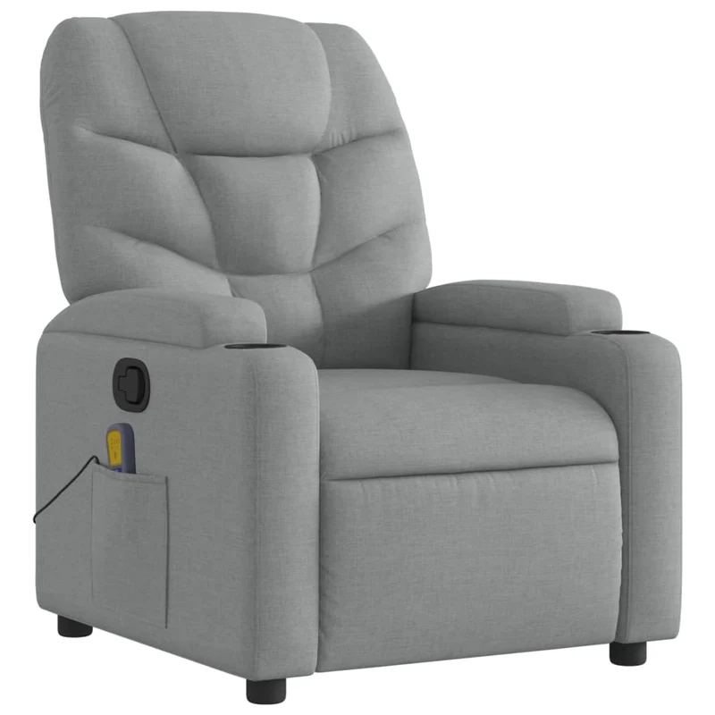 Fauteuil de relaxation TV fonction massage inclinable 6 points de massage en tissu gris clair DEC026914