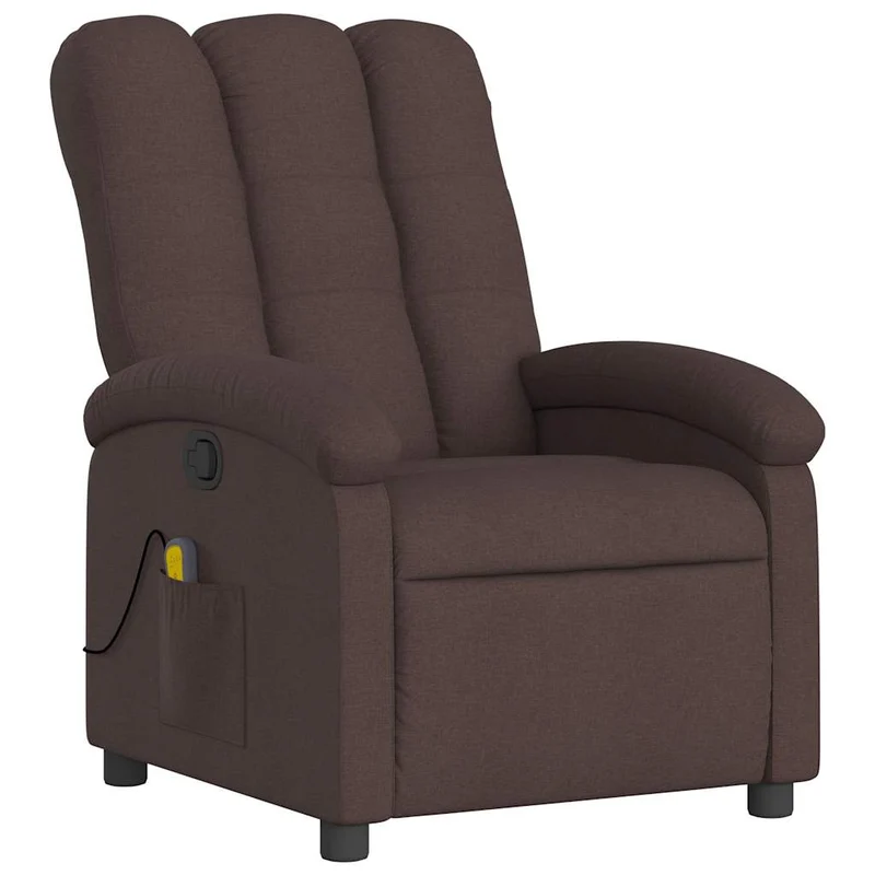 Fauteuil de relaxation TV fonction massage inclinable 6 points de massage en tissu marron foncé DEC026985