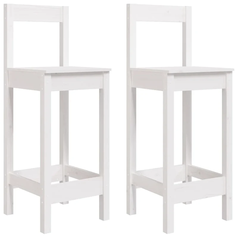 Lot de deux tabourets de bar design rustique 40 x 41,5 x 112 cm en bois de pin blanc DEC025183