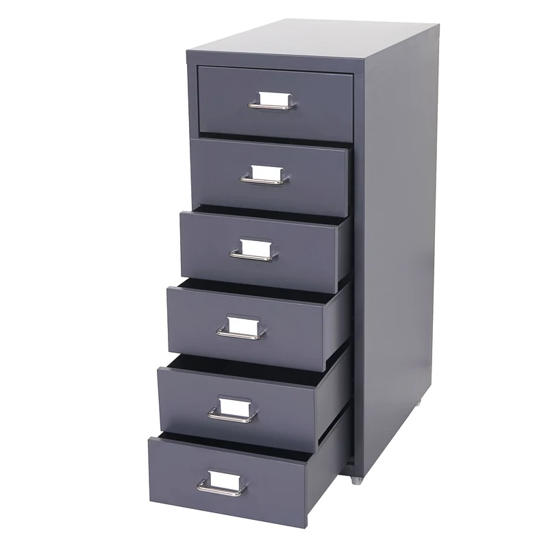 Caisson à tiroirs en acier 69x28x41cm 6 tiroirs gris foncé 04_0004354