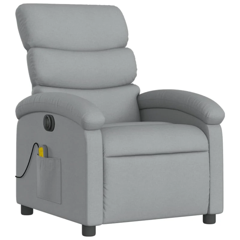 Fauteuil de relaxation TV fonction massage inclinable électrique 6 points de massage en tissu gris clair DEC027159