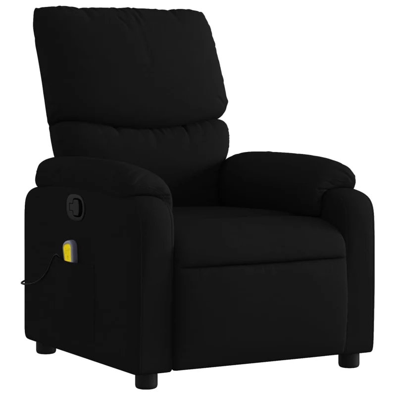Fauteuil de relaxation TV fonction massage inclinable 6 points de massage en tissu noir DEC027046
