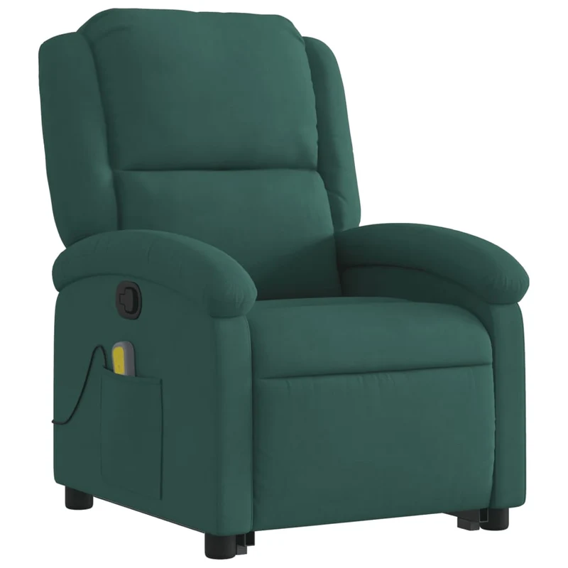 Fauteuil de relaxation TV fonction massage inclinable levage électrique en velours vert foncé DEC027131