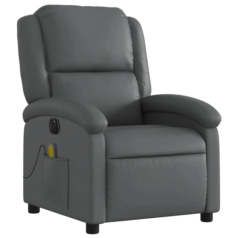 Fauteuil de relaxation TV fonction massage inclinable électrique 6 points de massage en PVC gris DEC027178