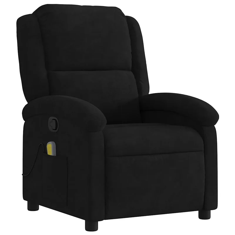 Fauteuil de relaxation TV fonction massage inclinable 6 points de massage en velours noir DEC027072