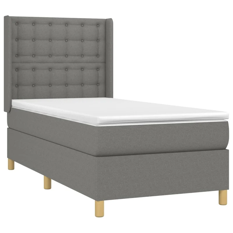Cadre de lit LED avec sommier tête de lit matelas 100x200 cm tissu gris foncé TDL0208426