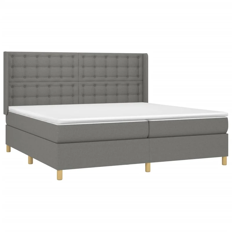 Cadre de lit LED avec sommier tête de lit matelas 200x200 cm tissu gris foncé TDL0208301