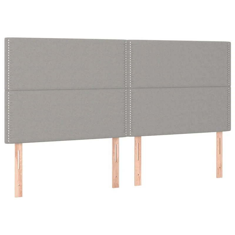 Tête de lit accessoire couchage chambre à coucher meuble en 4 parties 90 x 5 x 78/88 cm tissu gris clair TDL0206025