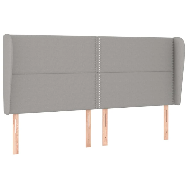 Tête de lit accessoire couchage chambre à coucher meuble avec rebord latéral 183 x 23 x 118/128 cm tissu gris clair TDL0205203