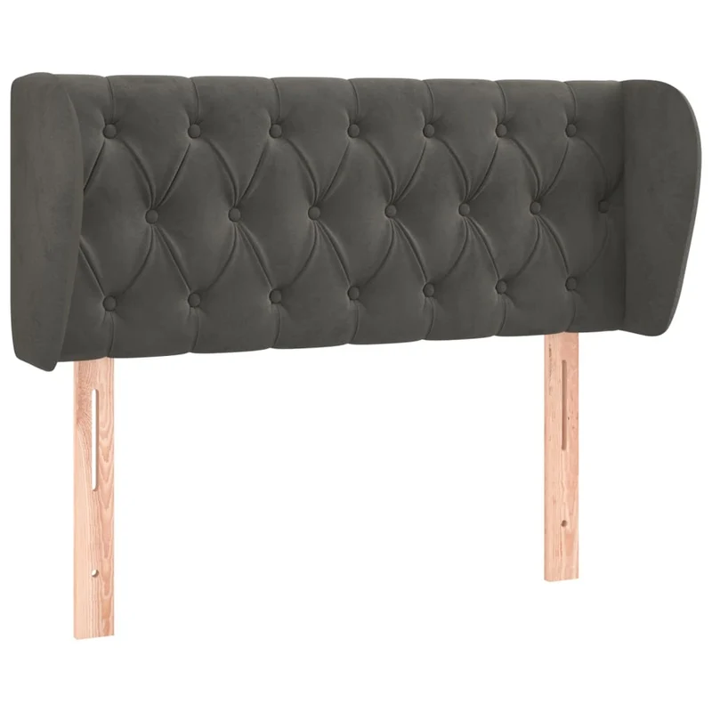 Tête de lit accessoire couchage chambre à coucher meuble avec rebord latéral capitonné 103 x 23 x 78/88 cm tissu velours gris foncé TDL0205029