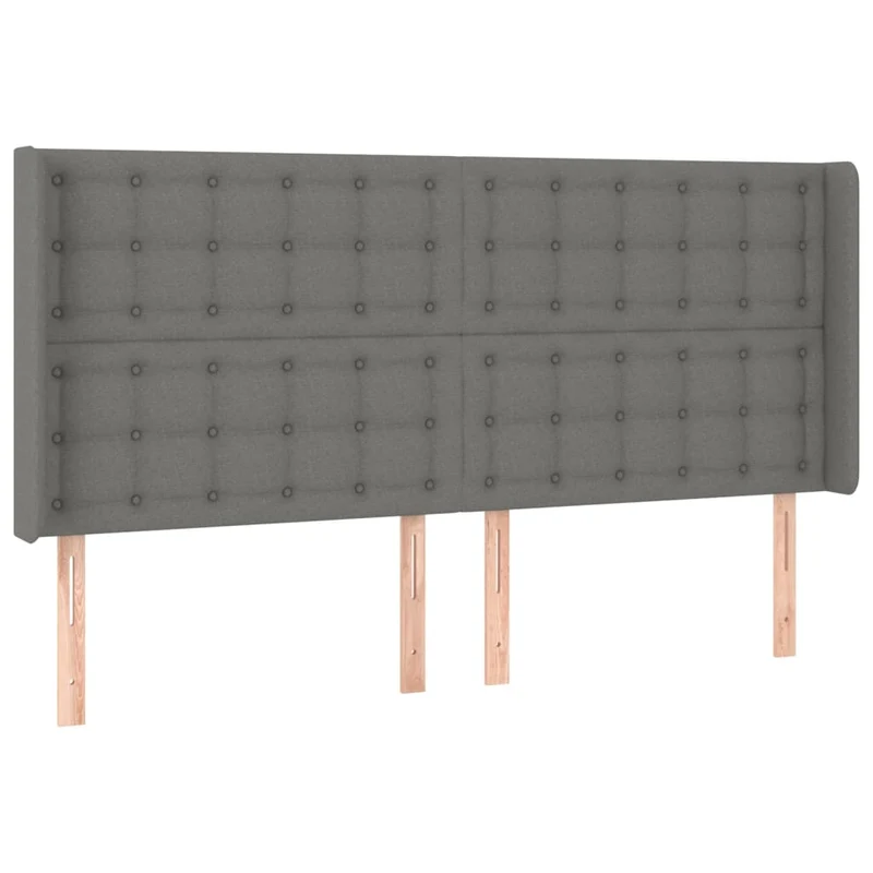 Tête de lit accessoire couchage chambre à coucher meuble avec rebord latéral 203 x 16 x 118/128 cm tissu gris foncé TDL0204953