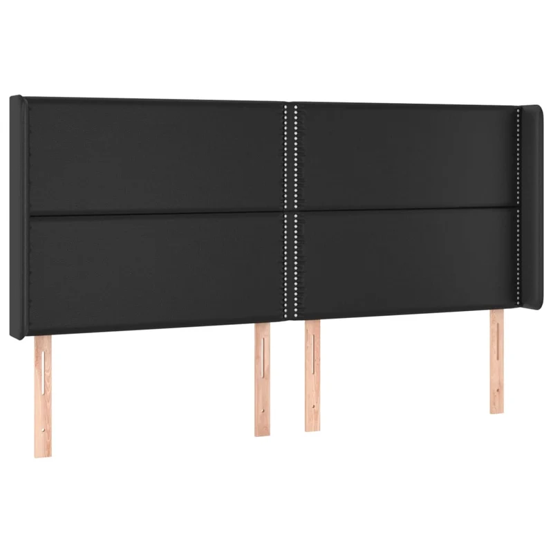Tête de lit accessoire couchage chambre à coucher meuble avec rebord latéral 203 x 16 x 118/128 cm synthétique noir TDL0204501