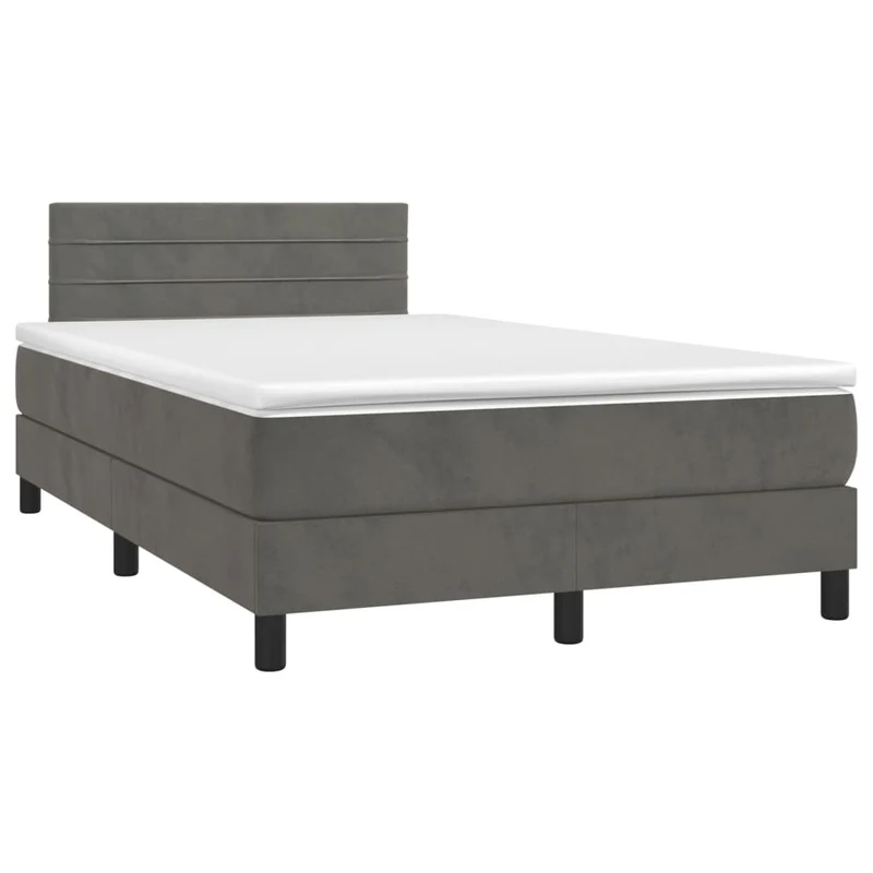 Cadre de lit LED avec sommier tête de lit matelas surmatelas 120x200 cm tissu velours gris foncé TDL0207731
