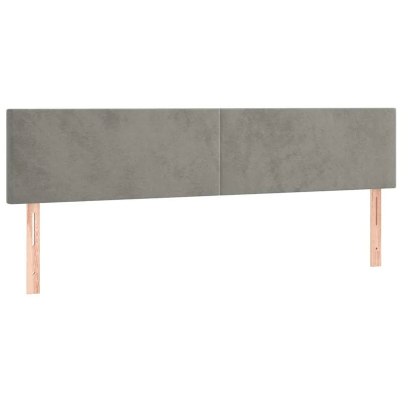 Tête de lit accessoire couchage chambre à coucher meuble en 2 parties 90 x 5 x 78/88 cm tissu velours gris clair TDL0206403