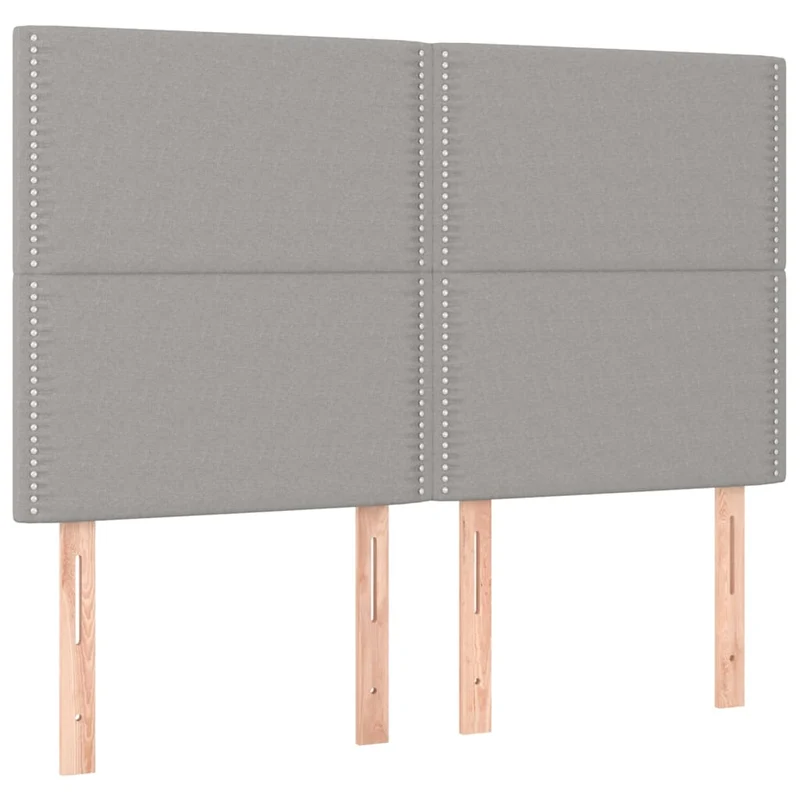 Tête de lit accessoire couchage chambre à coucher meuble en 4 parties 72 x 5 x 78/88 cm tissu gris clair TDL0206037