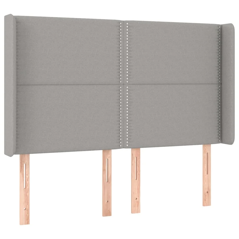Tête de lit accessoire couchage chambre à coucher meuble avec rebord latéral 147 x 16 x 118/128 cm tissu gris clair TDL0205270