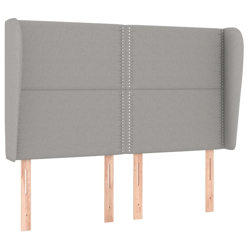 Tête de lit accessoire couchage chambre à coucher meuble avec rebord latéral 147 x 23 x 118/128 cm tissu gris clair TDL0205249
