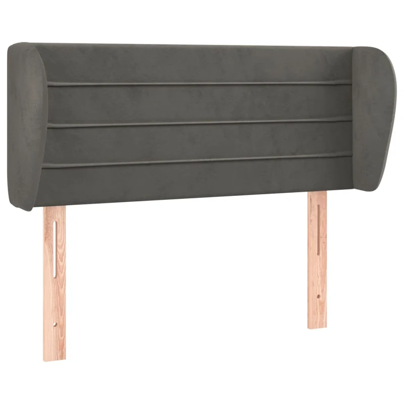 Tête de lit accessoire couchage chambre à coucher meuble avec rebord latéral 103 x 23 x 78/88 cm tissu velours gris foncé TDL0205028