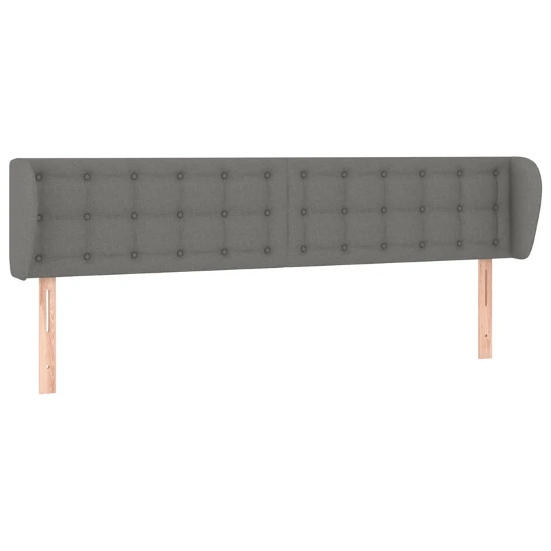 Tête de lit accessoire couchage chambre à coucher meuble avec rebord latéral capitonné 203 x 16 x 78/88 cm tissu gris foncé TDL0204940