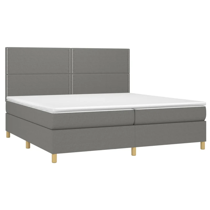 Cadre de lit LED avec sommier tête de lit matelas 200x200 cm tissu gris foncé TDL0208286