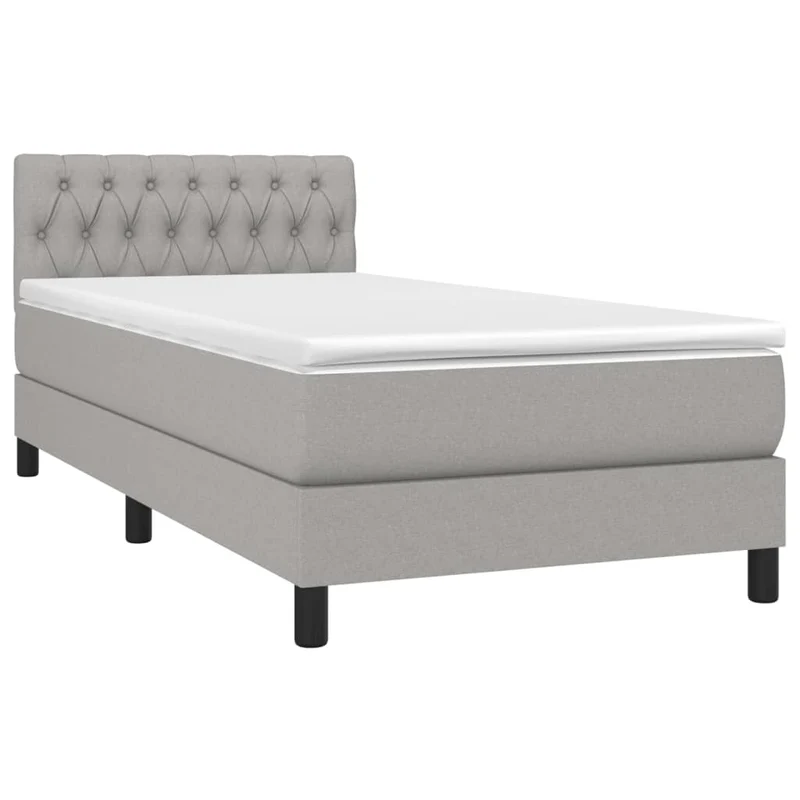 Cadre de lit LED avec sommier tête de lit matelas surmatelas 100x200 cm tissu gris clair TDL0207946